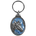 Horse Profile with Rope Border Metal Key Chain with Enameled Details